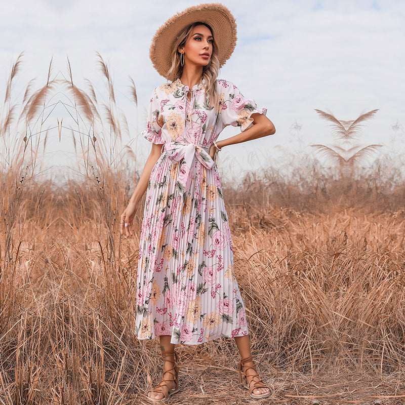 PREORDER Quiet Escape Bloom Pleated Midi Dress Ivory