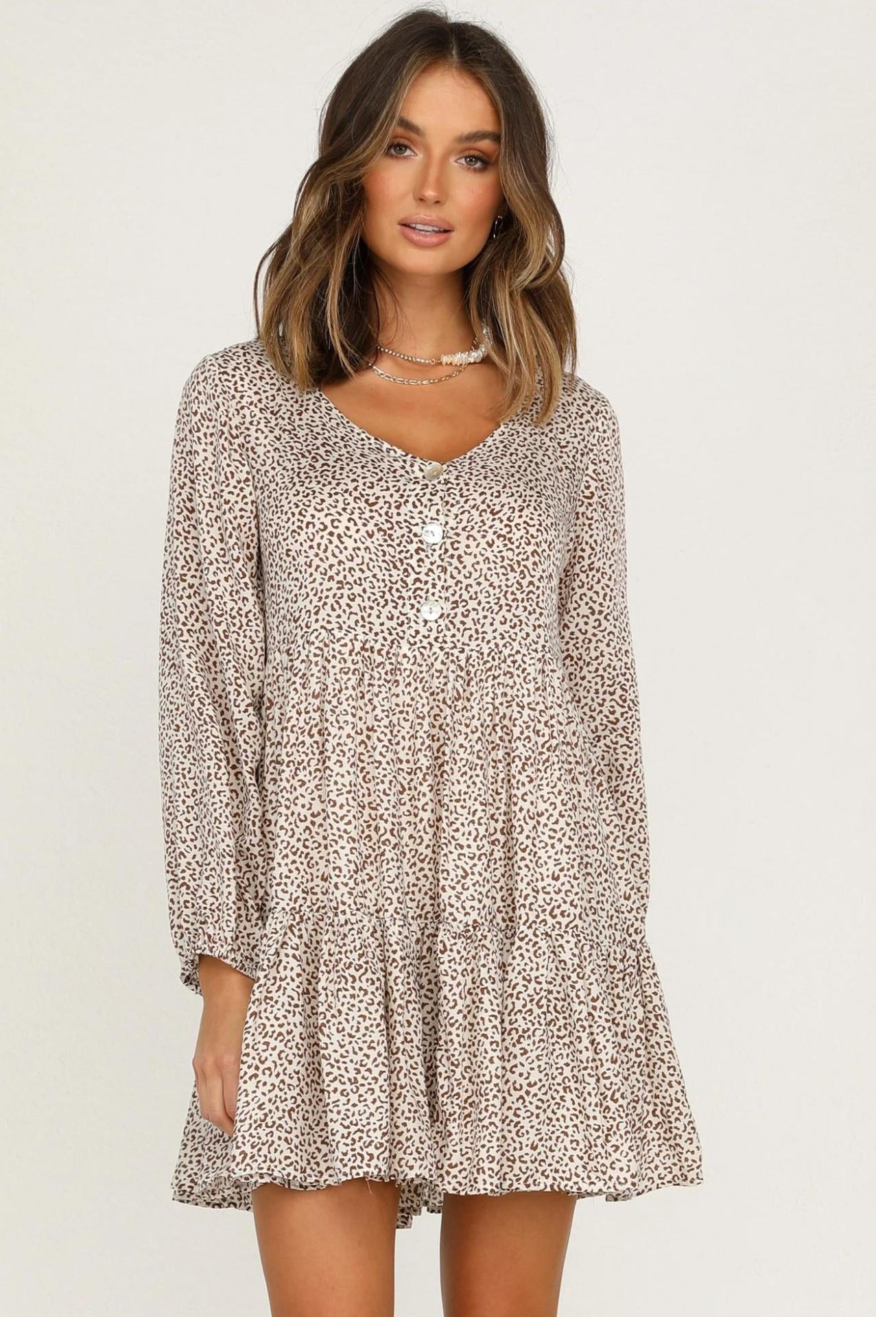 Or Now Never Animal Print Knit Henley Dress