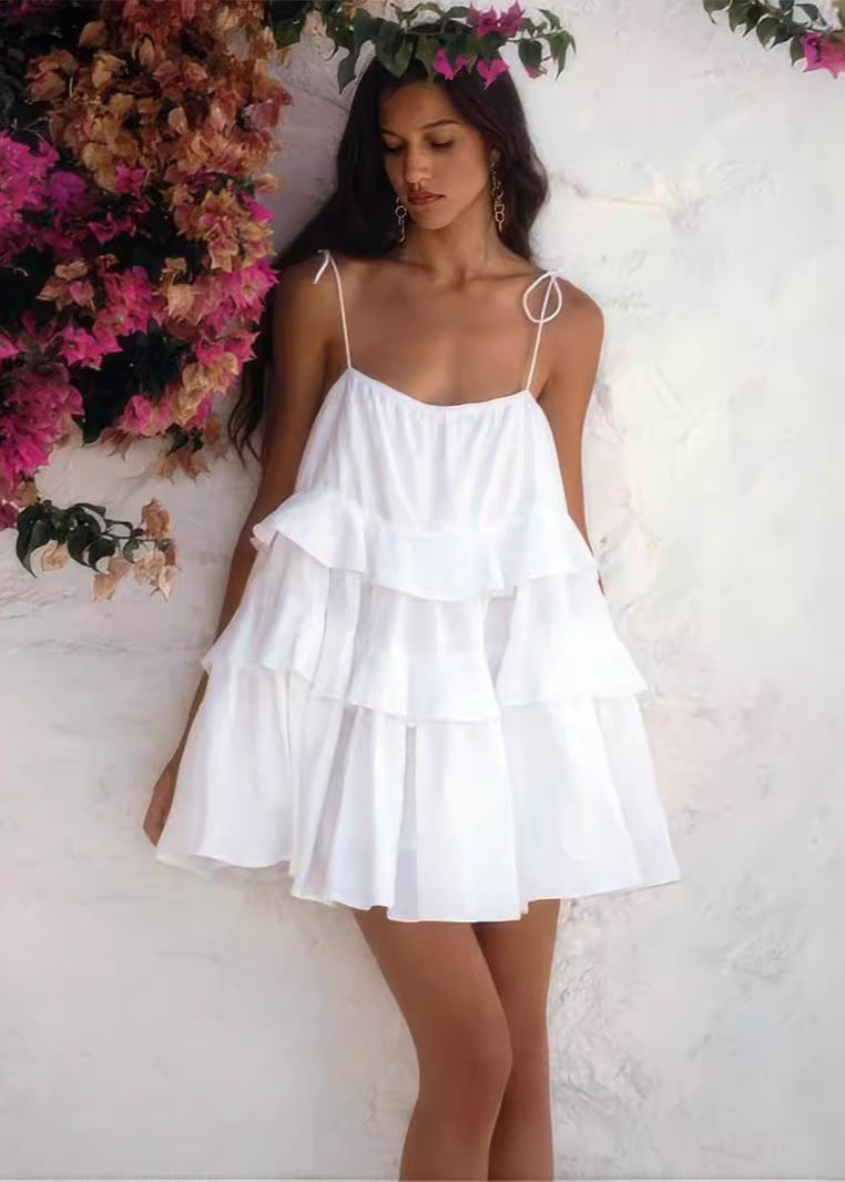 Whimsy Petal TieRed Ruffle Sundress