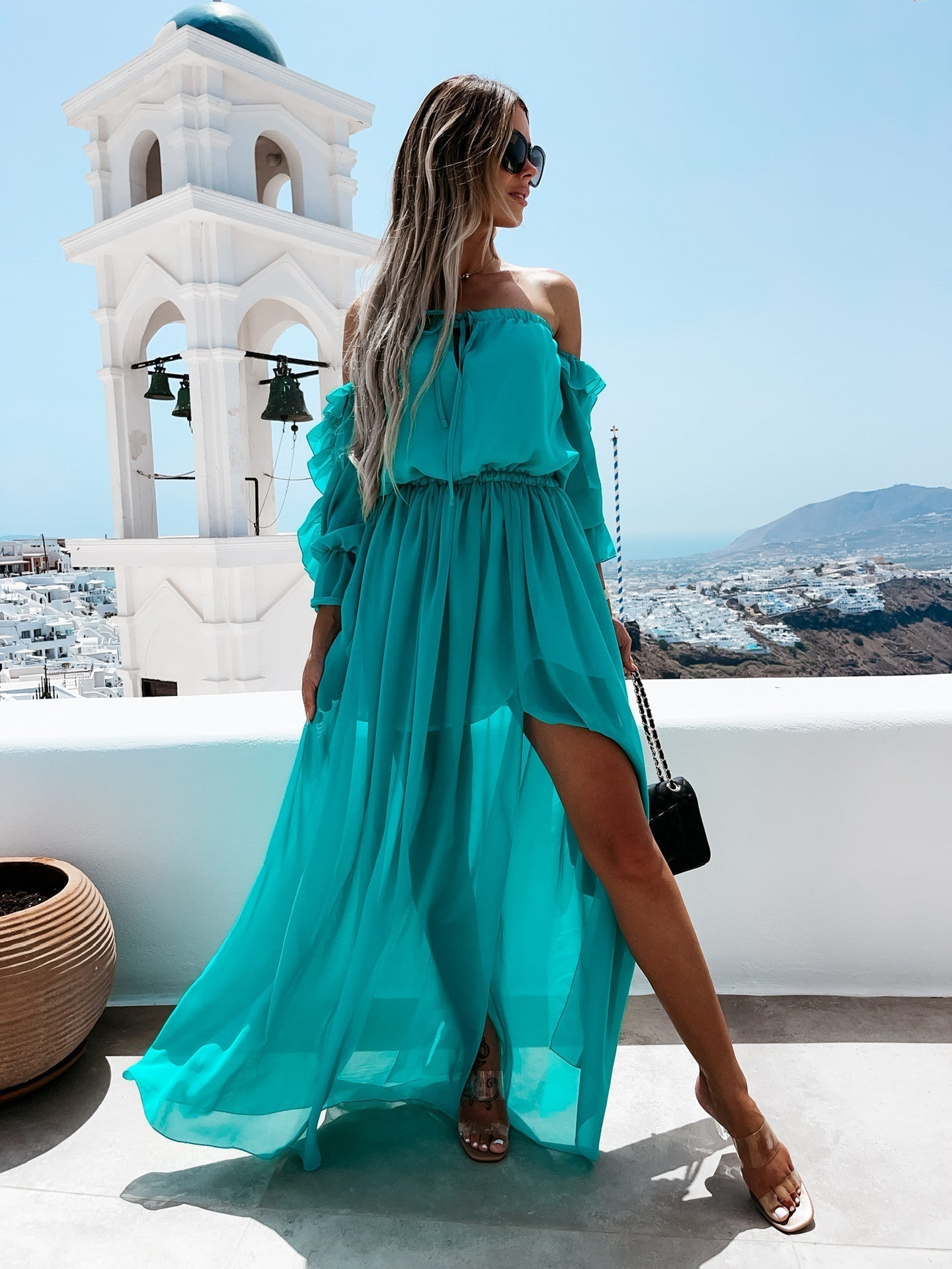 Peacekeeper Off The Shoulder Midi Dress Cozy Sage