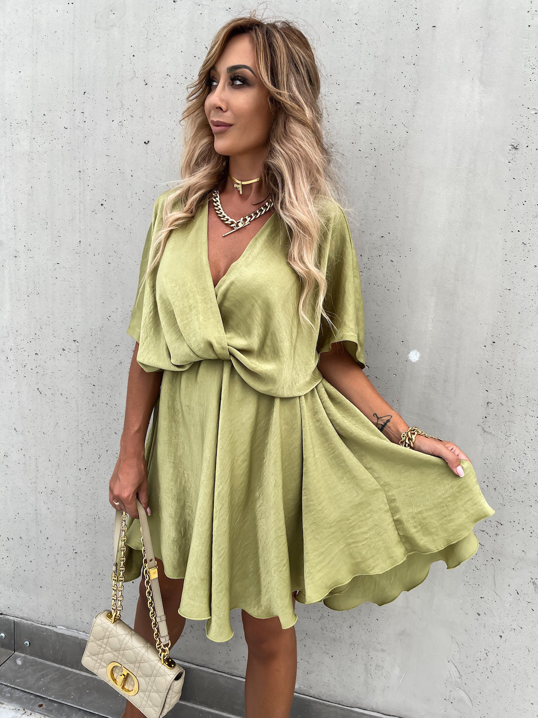 The Only Lucky Plunge Cape Dress
