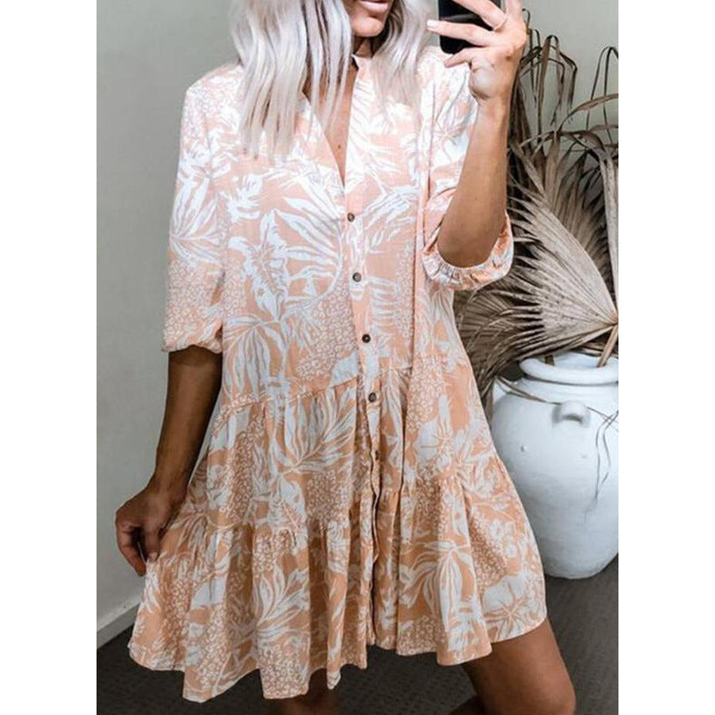 Satin Fleur Paisley Button Down Shirt Dress