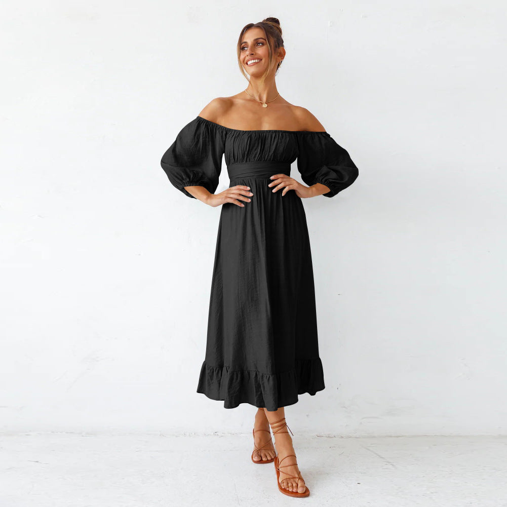 Puff Samantha Sleeve Midi Dress Black