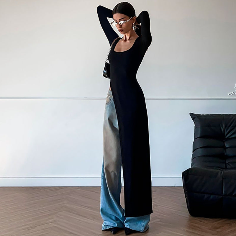 Yasmina Boutique Women's Asymmetric Maxi Dress with Long Sleeves Evening Wear Edit