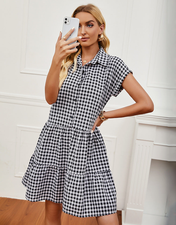 Plaid Dooley Button Down Babydoll Dress