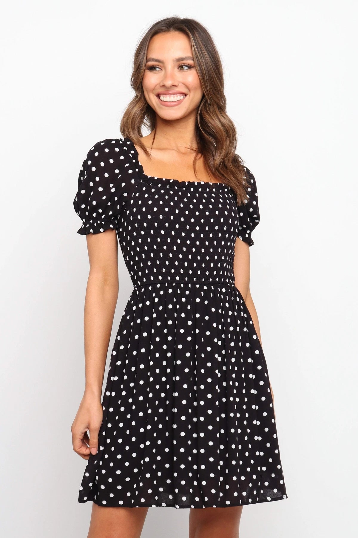 Polka Dawn Dot Puff Sleeve Babydoll Dress FINAL