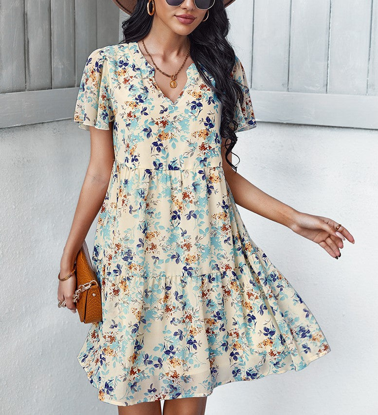 Follow Through Flower Tiered Midi Dress