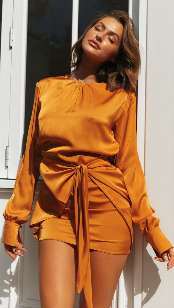 Idea Bright Tie Front Dress Marigold