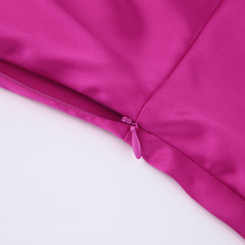 Satin Didi Drape Mini Dress Bright Fuchsia