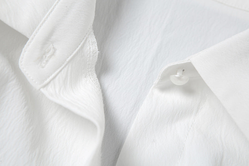 To Cheers Us Crinkled Tie Shirt Dress