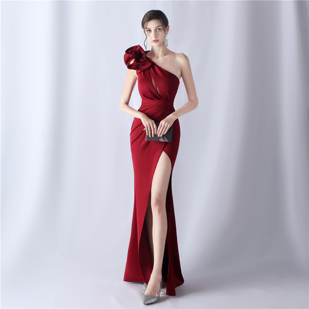 Craft Flower Evening Dress Wedding Cocktail Annual Meeting Host Dress