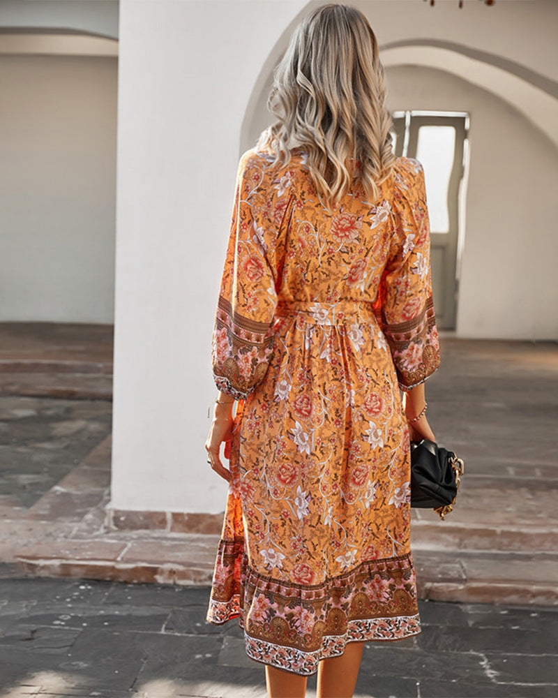 Wesley Satin Flower Ruffle Dress