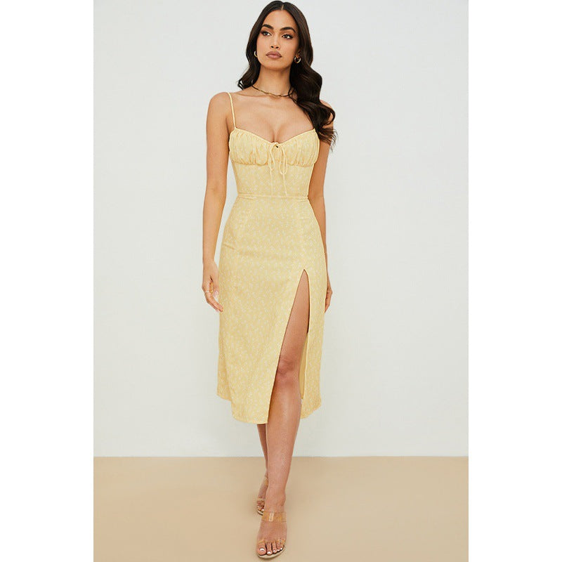 Camila Luxe Women's Floral Print Maxi Dress with High Slit Design Boutique Edit
