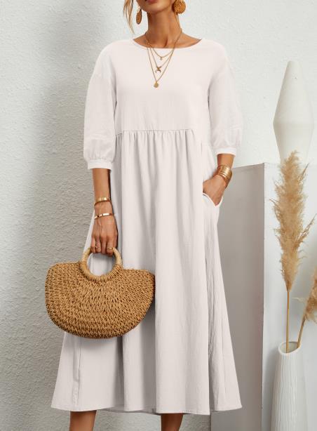 Cotton Shiva Pocketed Poplin Babydoll Dress