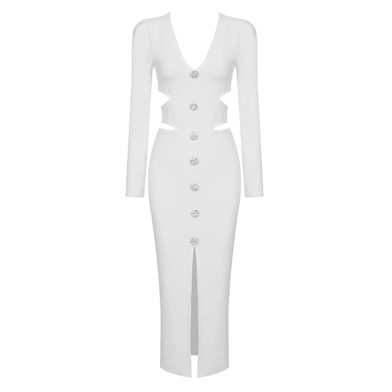 French White Slimming High Grade Retro Dress Knitted Slim Fit Wear Summer