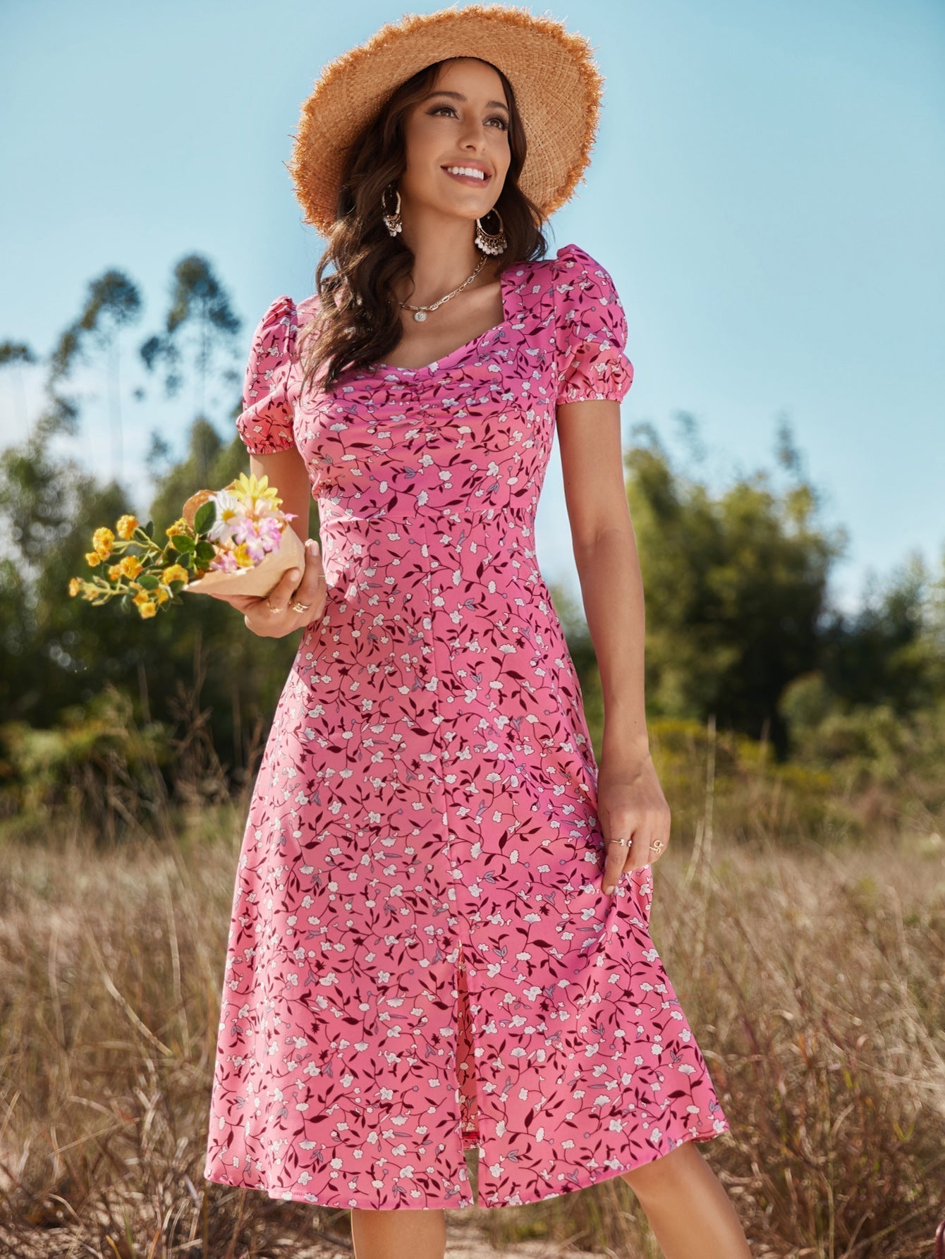 Cotton Iliana Tiered Midi Dress