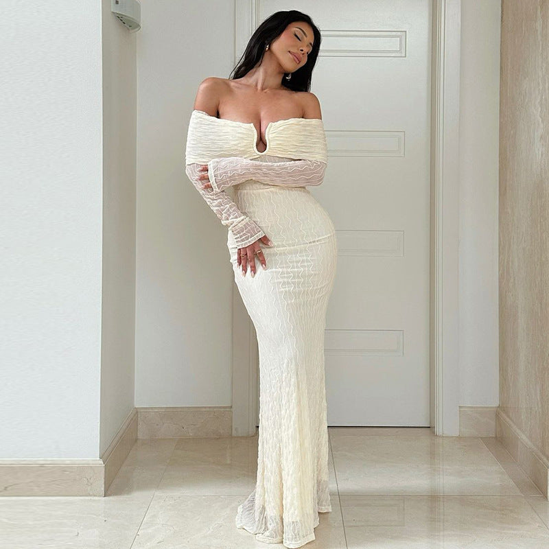 Shoulder off Mid Length Dress