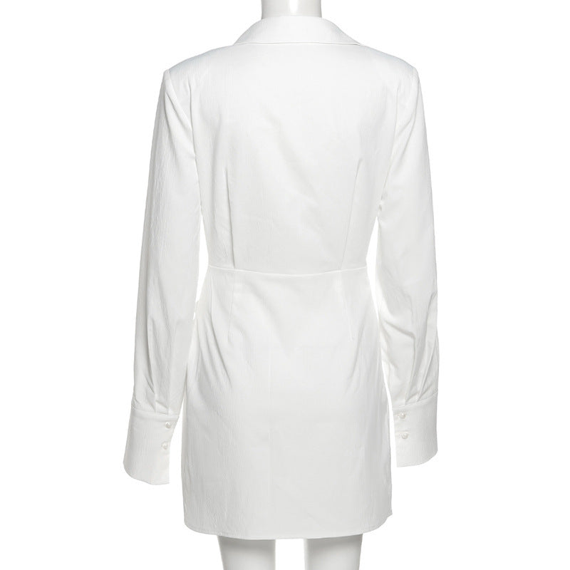 To Cheers Us Crinkled Tie Shirt Dress