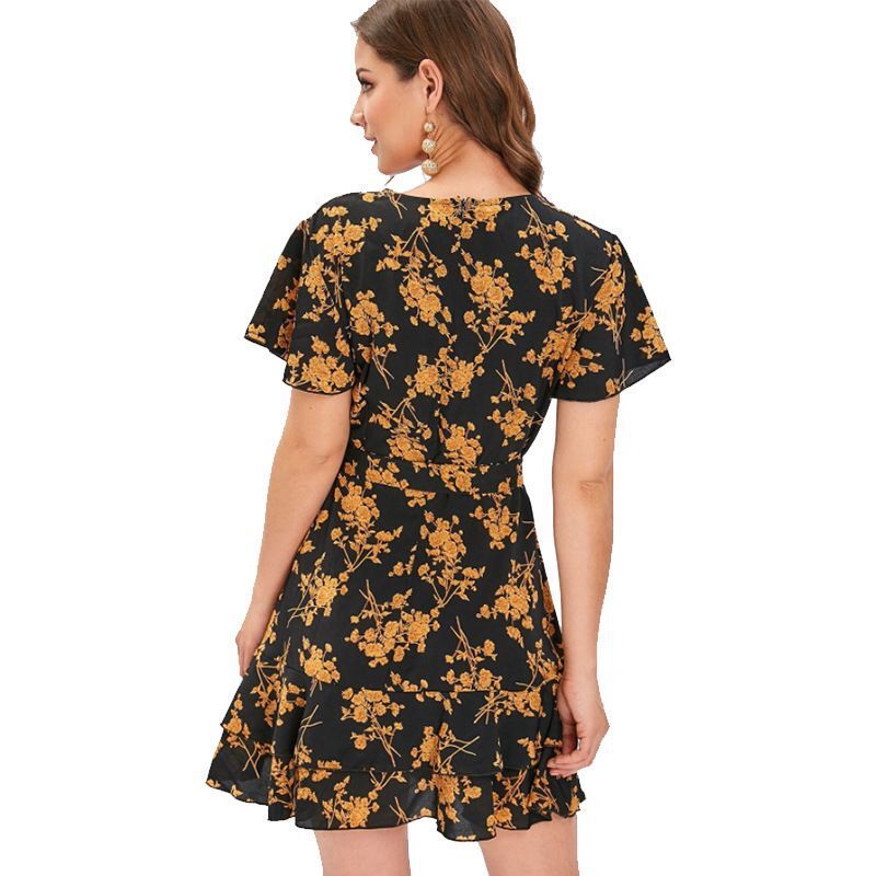 Frosted Cranberry Flower Chiffon Babydoll Dress