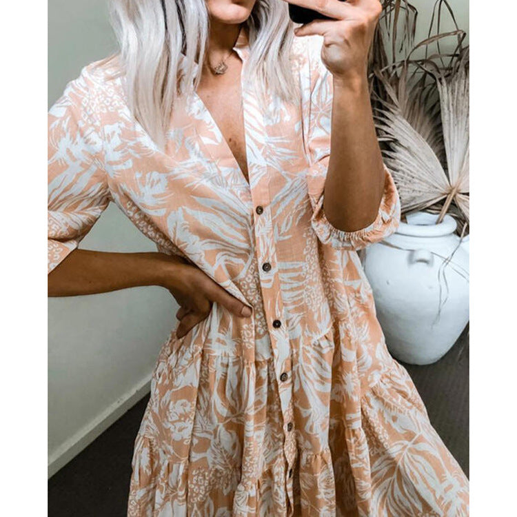 Satin Fleur Paisley Button Down Shirt Dress