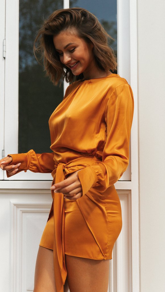 Idea Bright Tie Front Dress Marigold
