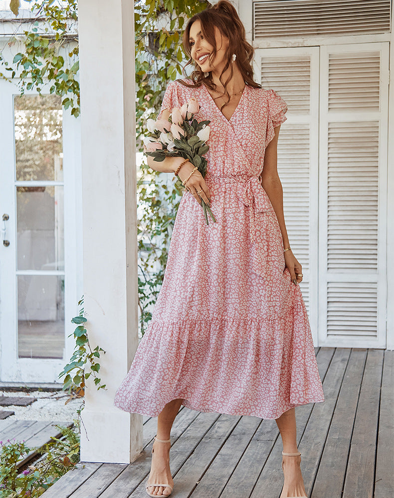Wish Your Spotted Ruffle Midi Dress