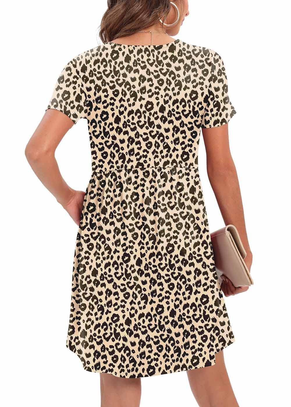 Pocketed Patti Leopard Babydoll Dress