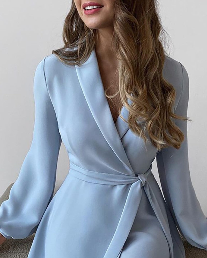 Satin Starling Wrap Midi Dress Dusty Blue