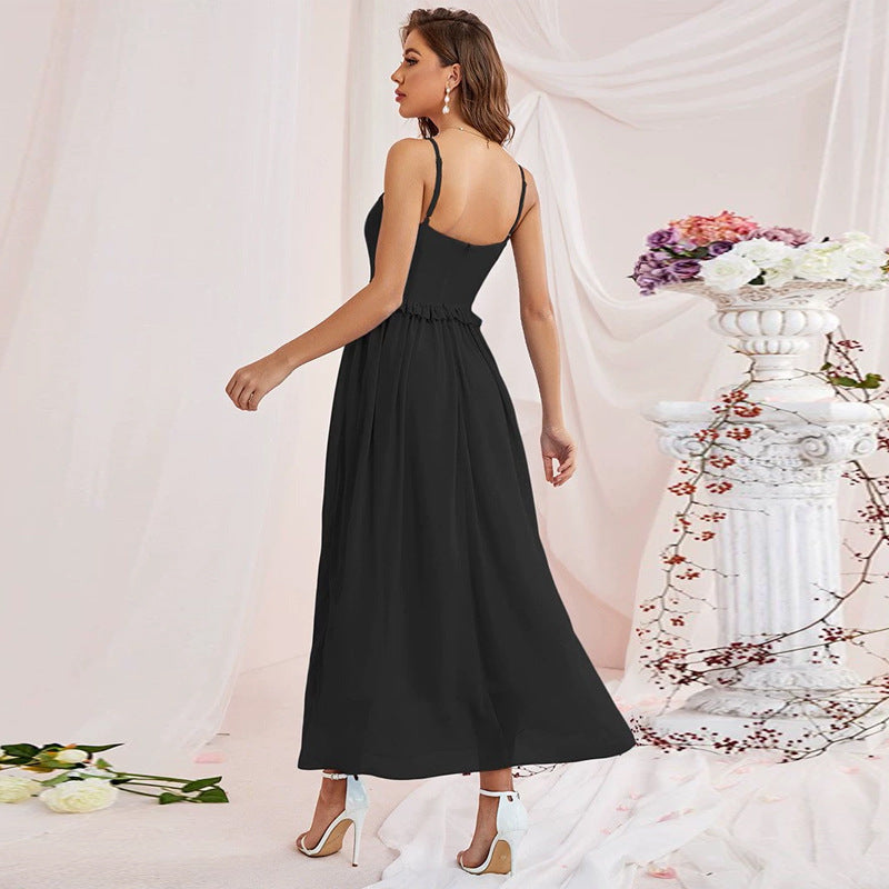 Women Clothing Summer Dress Attractive Sling Dress Sleeveless Mesh Maxi Dress