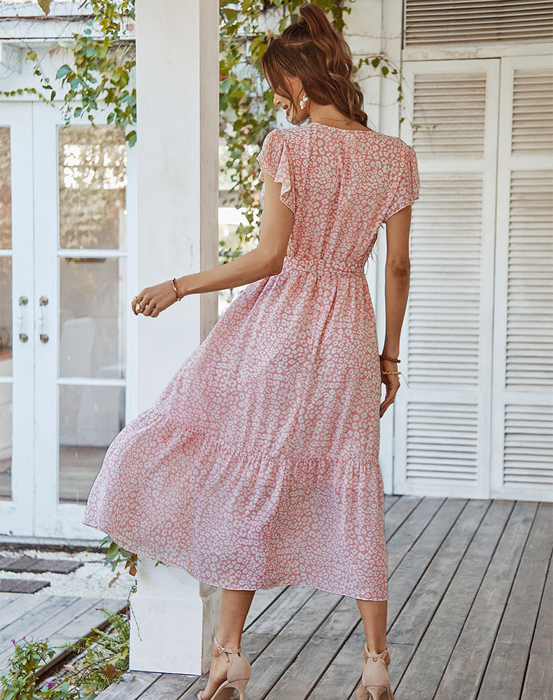 Wish Your Spotted Ruffle Midi Dress