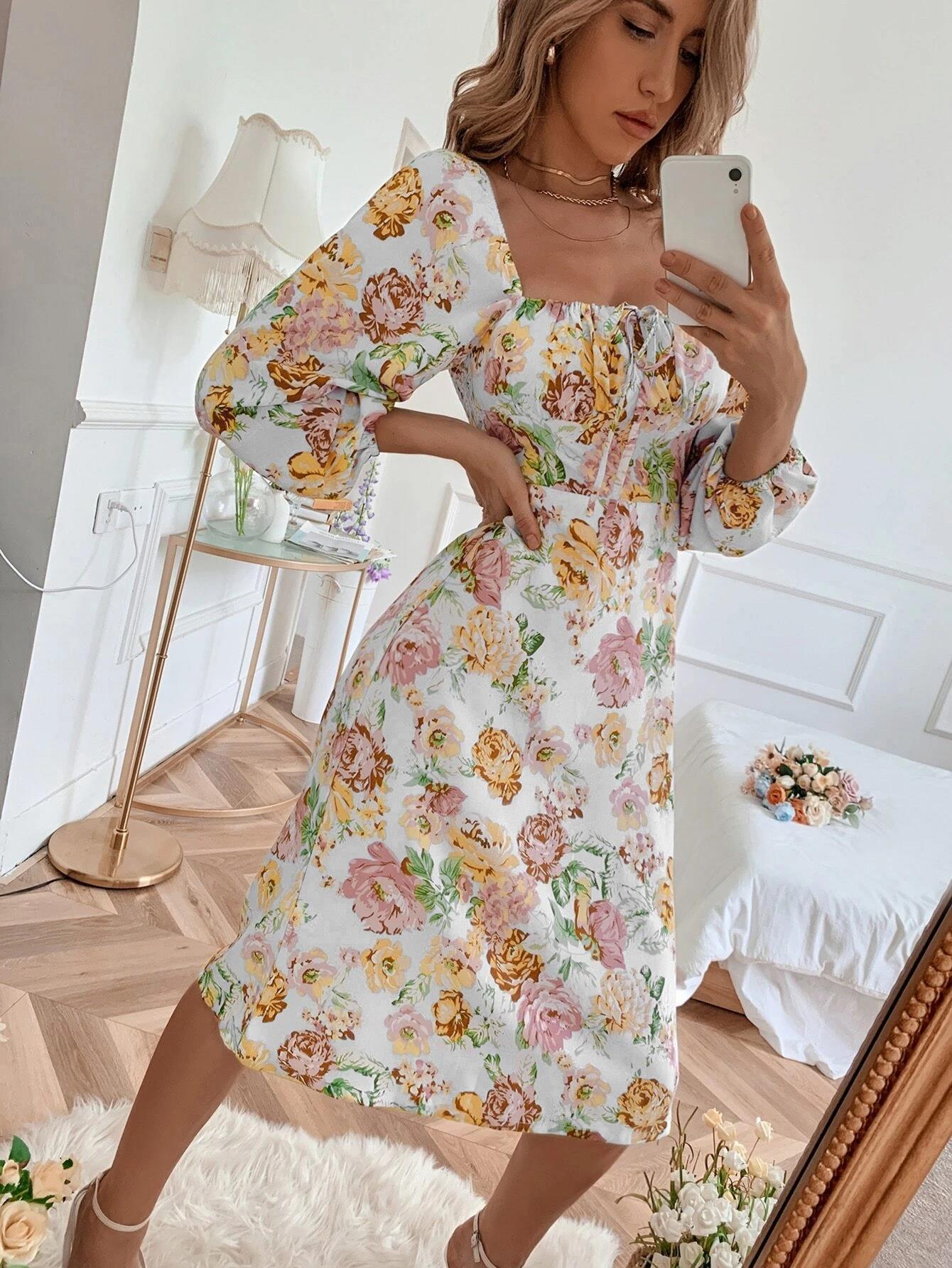 Your Still Cotton Blend Puff Sleeve Babydoll Dress