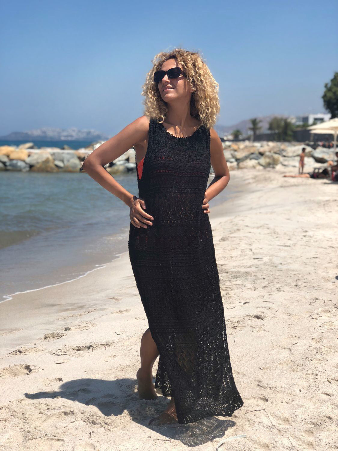 Crochet Yuka Cover Up Midi Dress Black