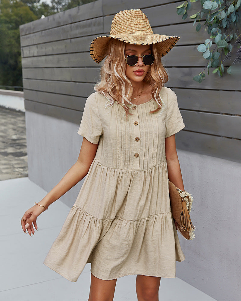 Cotton Portia Blend Plaid Babydoll Dress