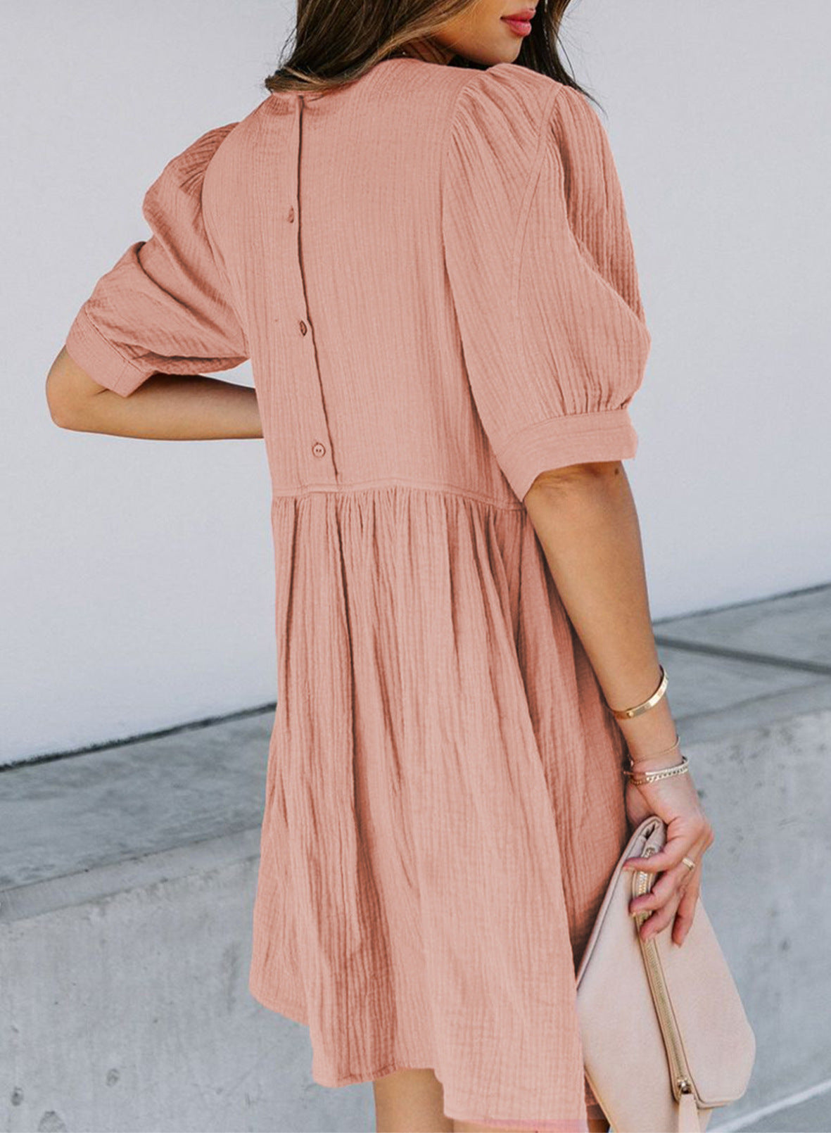 Puff Marketa Sleeve Babydoll Dress Orange