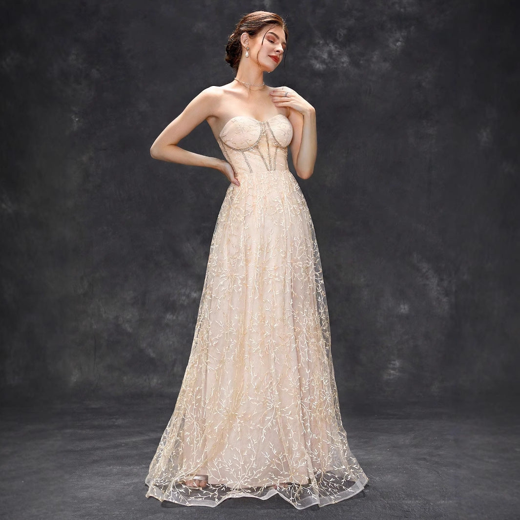 Tube Champagne Top Dress Maxi Dress Slim Fit Super Fairy Slimming Evening Dress Party Cocktail Dress