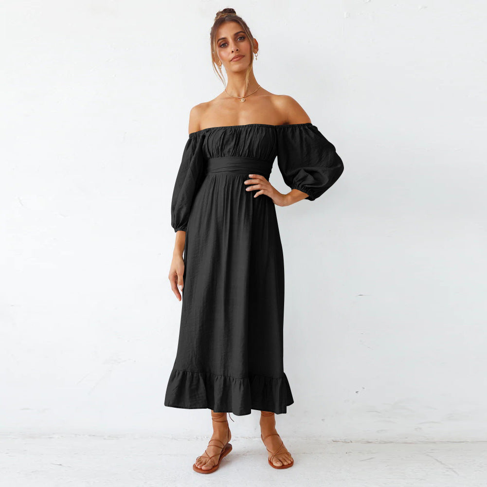Puff Samantha Sleeve Midi Dress Black