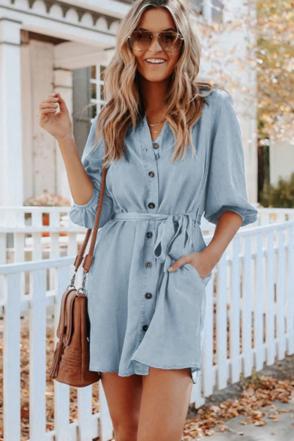 Tencel Hugo Pocketed Chambray Shirt Dress