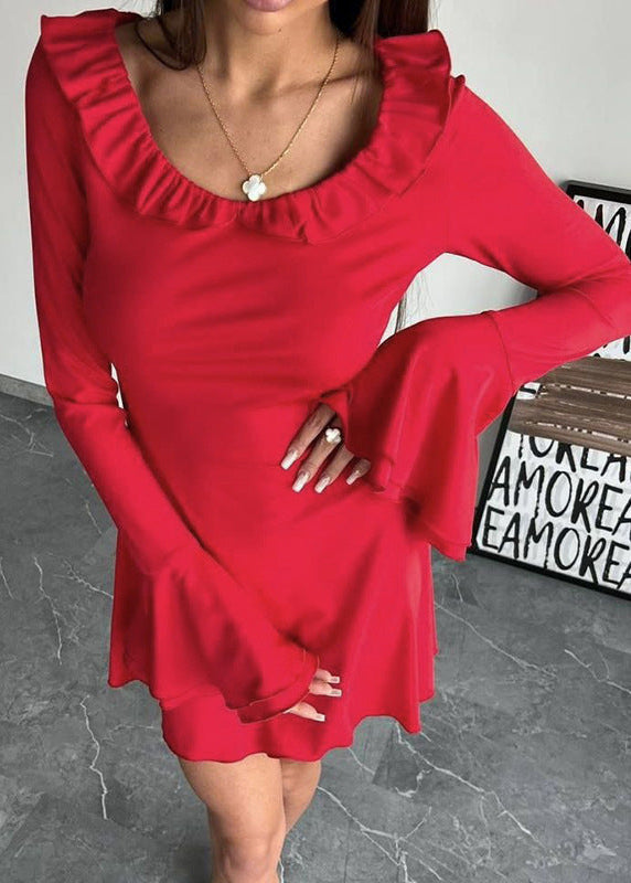 Off Sienna Shoulder Ruffle Sleeve Dress