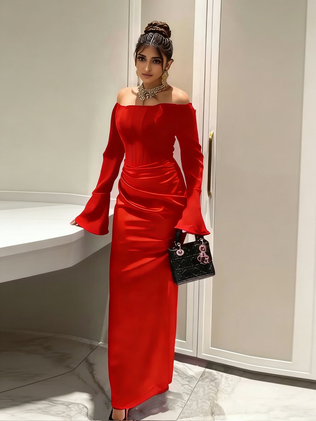 Women Clothing Tube Top Wedding Dress Toast Clothing Light Premium Engagement Wedding Dinner after Slit Hemline at Hem