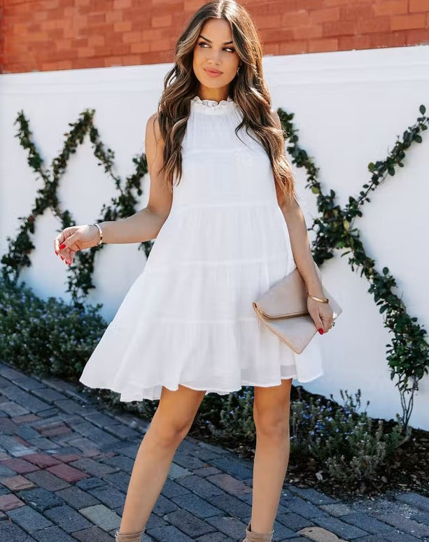 Nights Southern Tiered Halter Dress Off White FINAL