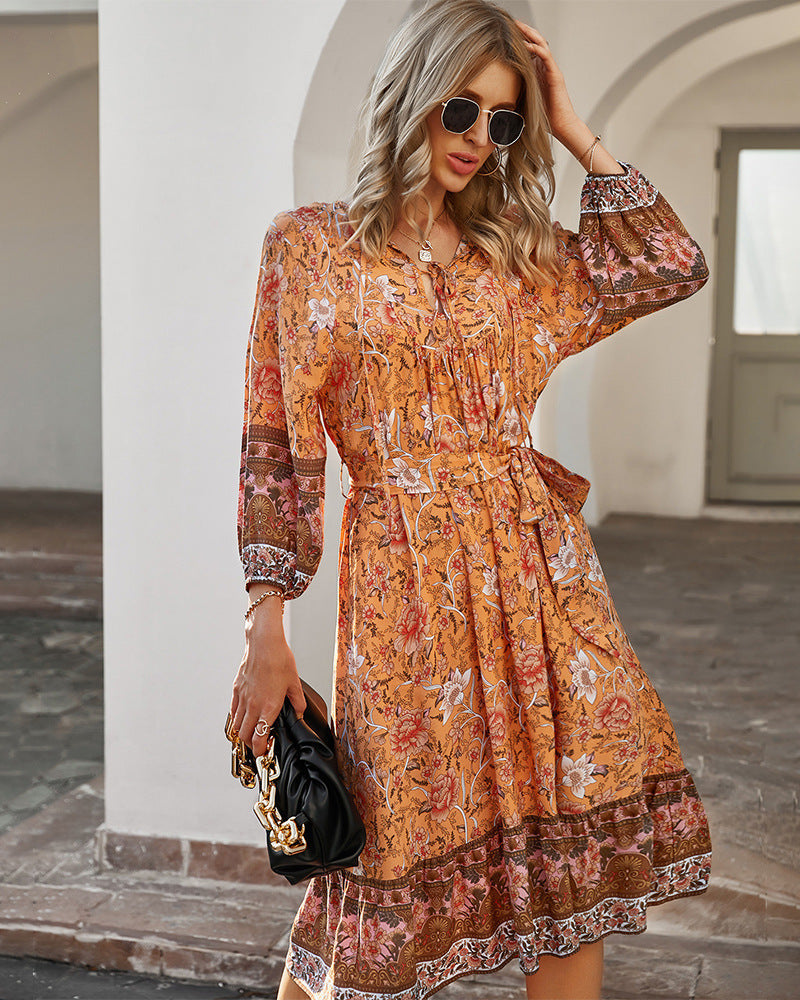 Wesley Satin Flower Ruffle Dress
