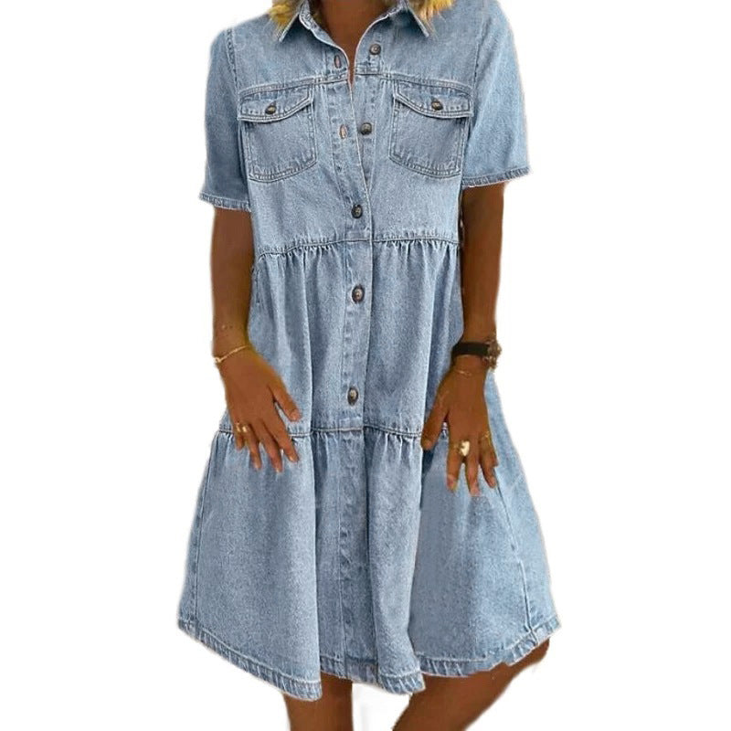 Tencel Footloose Button Down Tiered Dress