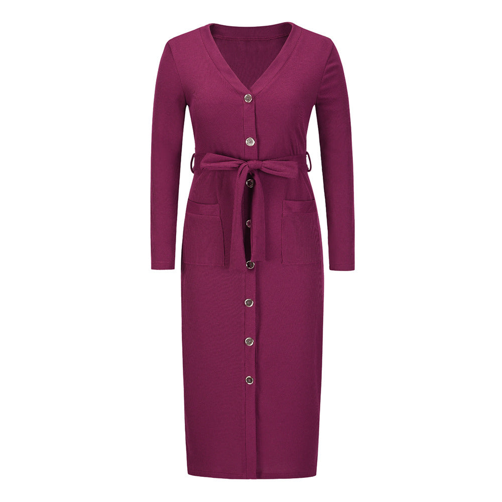 Ribbed Sakura Knit Midi Dress Mulberry