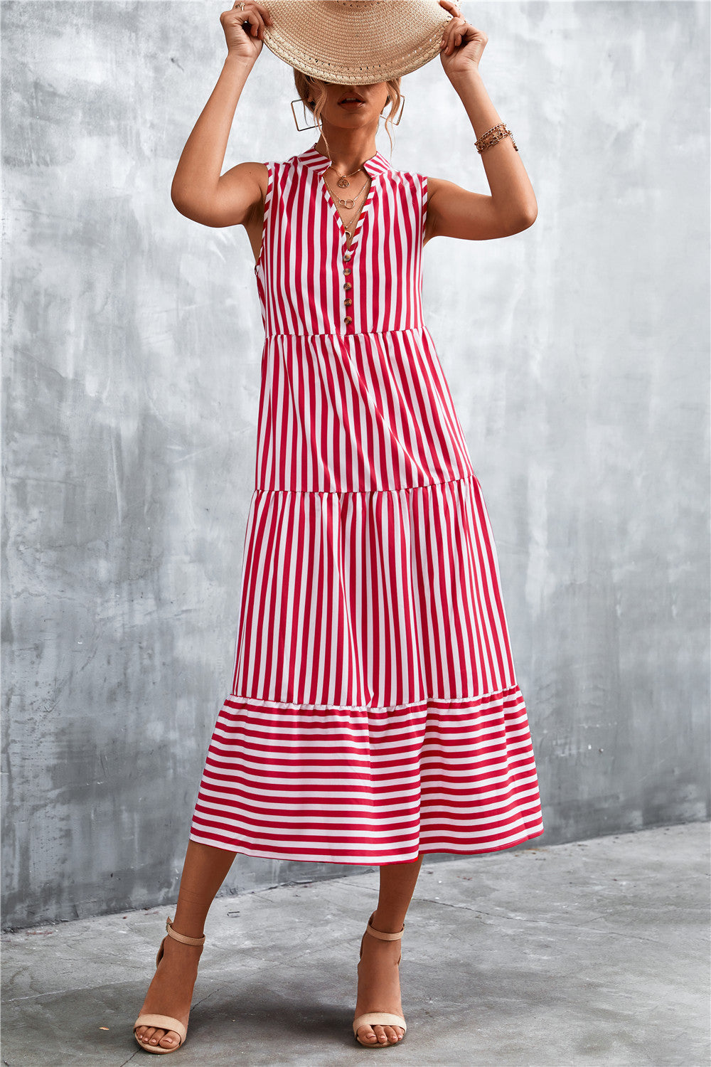 Cotton Jax Blend Embroidered Woven Midi Dress
