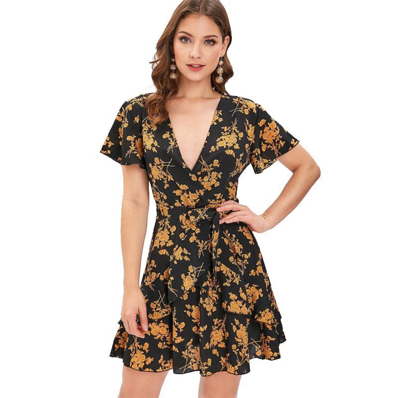Frosted Cranberry Flower Chiffon Babydoll Dress