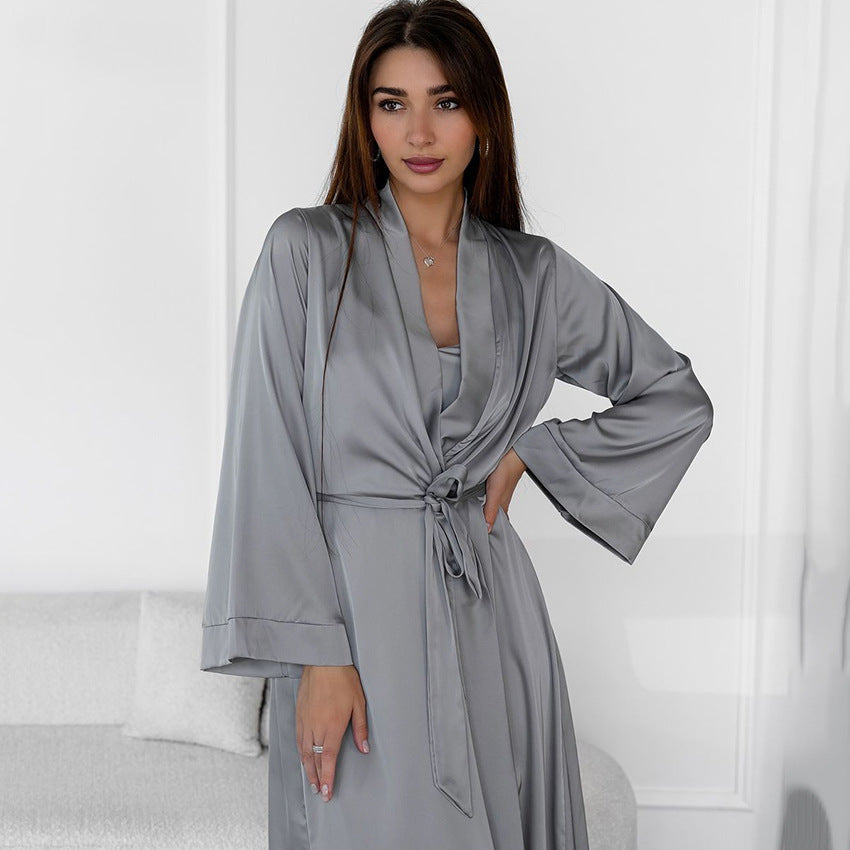 Loose Easygoing Nightgown Nightdress Two Piece Set Simple Comfortable High End Home Wear