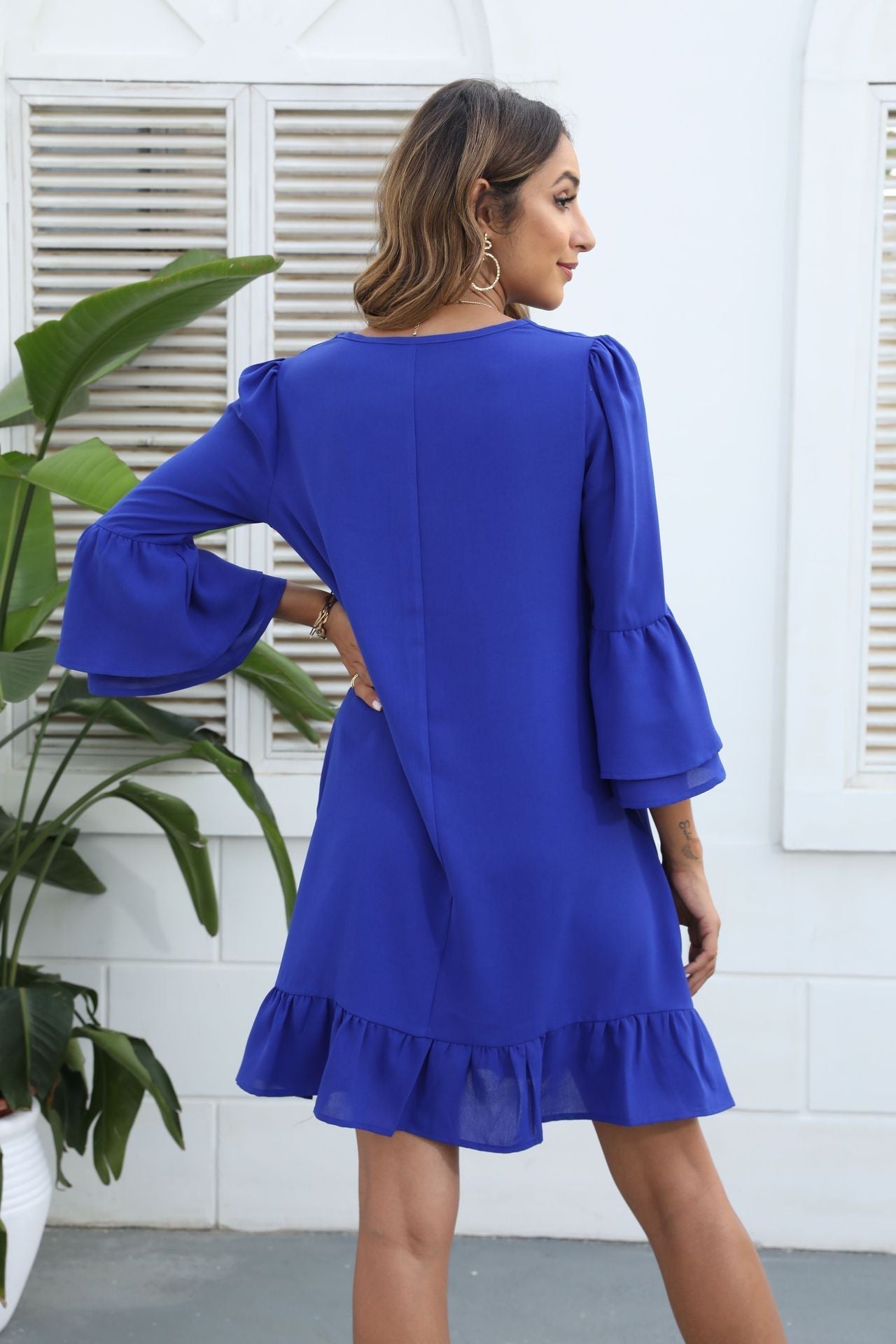 Me Call Angel Textured Satin Dress Royal Blue