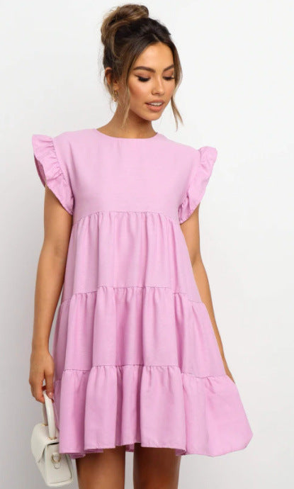 Linen Innocence Blend Babydoll Dress Lavender FINAL