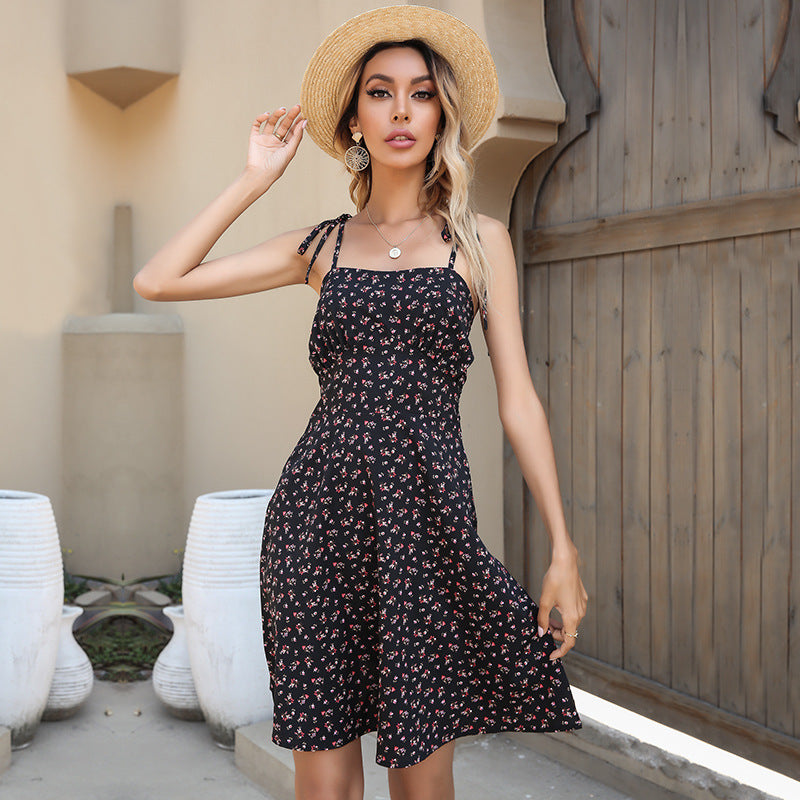 Filipa Botanical Ruffle Dress Black