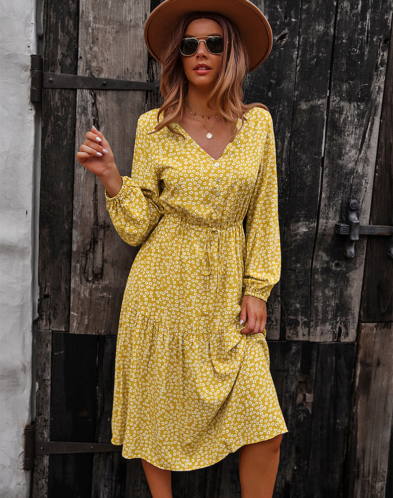 Sunshine On My Mind Flower Babydoll Dress Mustard